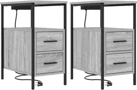 Šalia lovos spintelė 2 pcs Pilkas Sonoma 30 x 48 x 61 cm