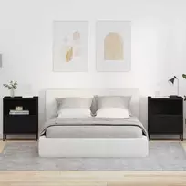 Šalia lovos spintelė su stalčių 2 pcs Juoda 49 x 36 x 61 cm