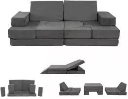 Promotions Vaikiška modulinė sofa, 167x85x14 cm, tamsiai pilka, putų žaidimų komplektas