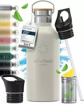 Bemaxx ACTIVE FLASK Nerūdijančio plieno gertuvė su šiaudeliu 950 ml, balta