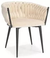 rusvai gelsvas Velvet Kėdė GLAMOUR - Juodos Kojelės, Pintas Modernus Dizainas
