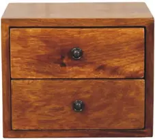 Artisan Furniture Riešutmedžio naktinis staliukas su 2 stalčiais