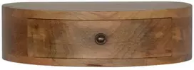 Artisan Furniture Sieninis apvalintų formų mango medienos naktinis staliukas su stalčiumi, ąžuolo atspalvio