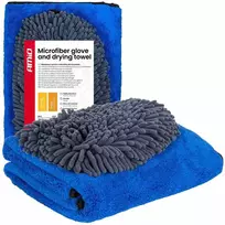 Mikropluošto plovimo pirštinė ir džiovinimo rankšluostis automobiliui 94 / 800 GSM, 20×26 cm / 60×90 cm – AMIO-04489