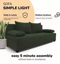 Meb Podrez Dvivietis išskleidžiamas sofa „Simple Light“ be porankių, „Podrez“, turkio žalia