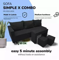 Meb Podrez Dvivietis išskleidžiamas sofa su staliuku ir pufais Simple X Combo,, Podrez,, grafito