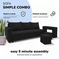 Meb Podrez Dvivietis išskleidžiamas sofa su staliuku ir pufais „Simple Combo“, „Podrez“, grafito