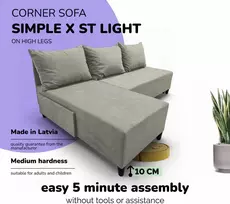 Meb Podrez Kampinė išskleidžiama sofa-lova St Light, Podrez, šviesiai pilka
