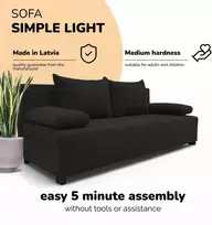 Meb Podrez Dvivietis išskleidžiamas sofa „Simple Light“ be porankių, „Podrez“, grafito