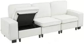 Vevor Baltas sofa su vieta daiktams apačioje