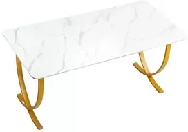 Vevor Vadovo stalas, 160x80 cm, balta ir aukso