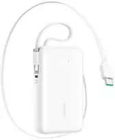 Joyroom JR-PR2L 10000mAh 35W Power Bank with Built-in Retractable USB-C Cable and Lightning Lanyard Cable - Baltas