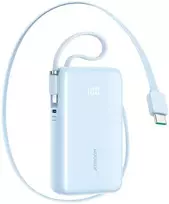 Joyroom JR-PR2L 10000mAh 35W Power Bank with Built-in Retractable USB-C Cable and Lightning Lanyard Cable - Mėlyna