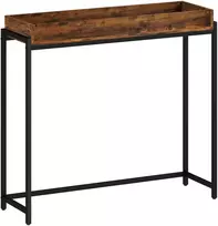 Aosom Konsolinis stalas, 100x30x91 cm, rudas, metalas ir medžio drožlių plokštė