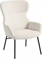 Aosom Aptrauktas fotelis, 70x74.5x103.5 cm, kreminės baltos spalvos, plieninės kojos