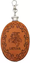 Metalinė gertuvė odiniame dėkle Lietuva, 75 ml