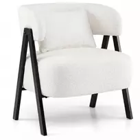Promotions Fotelis 65x62x72,5 cm baltas, dirbtinio triušio kailio apmušalas