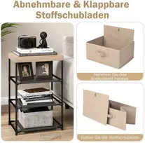 Promotions Naktinių staliukų komplektas 2 vnt., audinio stalčiai, metalinis rėmas, ruda, su laikymo vieta