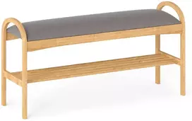Promotions Batų suoliukas, 100.5x31x51 cm, natūrali pilka, bambuko rėmas, apmušta sėdynė
