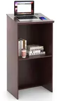 Promotions Podiumo stovas, 58x40x117 cm, rudas, su laikymo lentyna