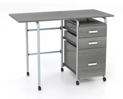 Promotions Sulankstomas rašomasis stalas 105x50x75 cm pilkas, metalinis rėmas, su laikymo vieta
