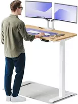 Elektrinis reguliuojamo aukščio stalas Desktronic HomeOne Baltas/Ąžuolas, 120x60cm, Dvigubas motoras, USB ir USB-C įkrovimo lizdai