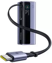 LiPo išorinis akumuliatorius (Powerbank) 20000mAh 145W, su įmontuotu USB-C kabeliu, USB-A, USB-C pilkas EnerGeek GR11 BASEUS