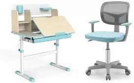 Promotions Vaikiškas rašomasis stalas ir kėdė, 80x51x88-110,5 cm, mėlyna, reguliuojamas aukštis