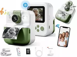 Xrec Momentinis fotoaparatas vaikams, skaitmeninis MP3 žaidimas, spausdinimo telefonas, objektyvas 180s / P02, žalias