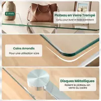 Promotions Konsolinis stalas, 115x45x78 cm, sidabrinis, stiklas ir metalas