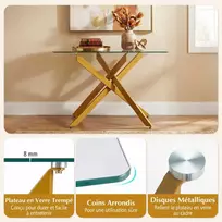 Promotions Konsolinis stalas, 115x45x78 cm, auksinė spalva, stiklas ir metalas