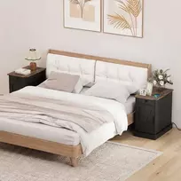 Promotions Šoniniai staliukai, 2 dalių komplektas su įkrovimo stotele, 35x60x62 cm, juoda