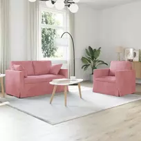 Sofa Sofos komplektas 2 pcs Rožinė 138 x 78 x 80 cm Aksomas