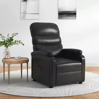 Fotelis Atlošiamas krėslas, juodos spalvos, dirbtinė oda