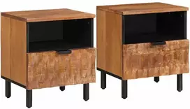 Šalia lovos spintelė su stalčių 2 pcs Ruda 40 x 33 x 46 cm