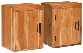 Naktinis staliukas 2 pcs Ruda Solu medžio acacija