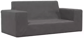 Dvivietė vaikiška sofa, antracito spalvos, minkštas pliušas