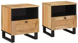 Šalia lovos spintelė su stalčių 2 pcs Natūrali 40 x 33 x 46 cm