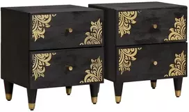 Šalia lovos spintelė su stalčių 2 pcs Juoda 40 x 33 x 46 cm