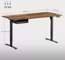 Songmics Reguliuojamo aukščio rašomasis stalas 160,1 × 70,1 cm