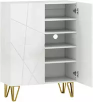 HOMCOM batų spintelė su 2 durelėmis, batų lentyna, batų laikymo spintelė su 3 reguliuojamomis lentynomis 72 x 31,5 x 95 cm, balta