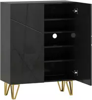 HOMCOM batų spintelė su 2 durelėmis, batų lentyna, batų laikymo spintelė su 3 reguliuojamomis lentynomis 72 x 31,5 x 95 cm, juoda