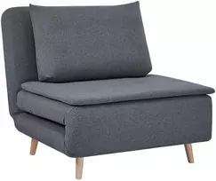 3-in-1 miegamasis fotelis su miegojimo funkcija, poilsio fotelis, reguliuojamas atlošas, buko medienos kojelės, pagalvėlė, pilkos spalvos