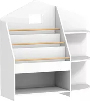 AIYAPLAY Vaikiška lentyna su 7 lentynomis knygoms ir žaislams, apvalūs kraštai, balta, atlaiko 40 kg