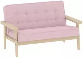 Vaikiškas fotelis, vaikiška sofa su mediniu rėmu, pliušo optika, paminkštintas, vaikams nuo 3-15 metų, rožinė