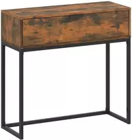 Konsolinis staliukas prieškambariui su stalčiumi, industrinio stiliaus, svetainei, 80x30x76 cm, juodas