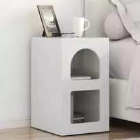 Naktinis staliukas 2 pcs Aukštai blizganti balta