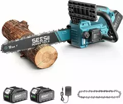 Seesii akumuliatorinis grandininis pjūklas 12" 1200 W su alyvos bakeliu, 2 x 4,0 Ah