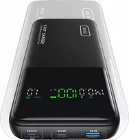 INIU 25000mAh 140W nešiojamas maitinimo bankas su 2x USB-C ir USB-A, juodas