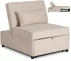 Deris DERIS atlošiamas fotelis, 80 cm, smėlio spalvos, apmuštas, modernus